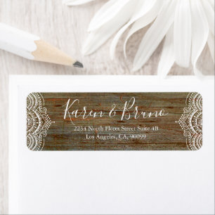 Rustic Faux Wood & White mandal snöre Returadress Etikett