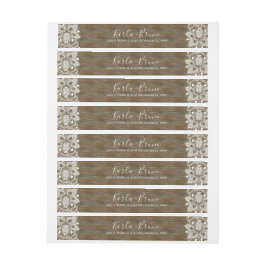 Rustic Faux Wood & White Vintage Snöre Etikettband
