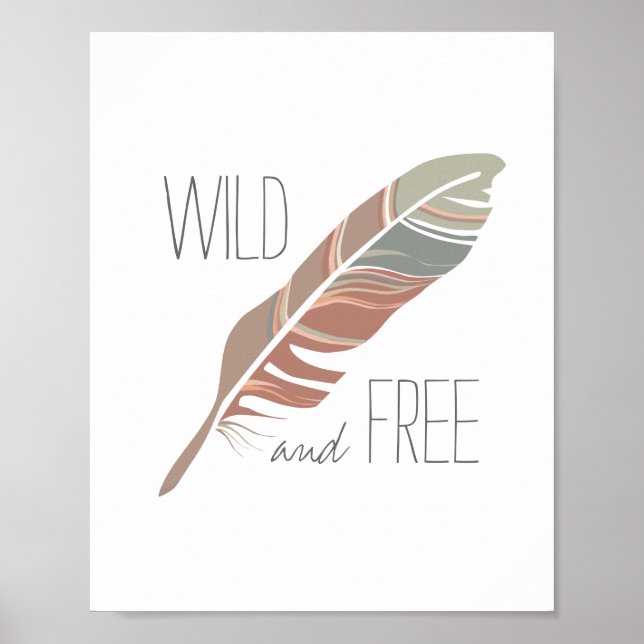 Rustic Feather | Vild och Fri Barnkammare Väggkons Poster (Framsidan)