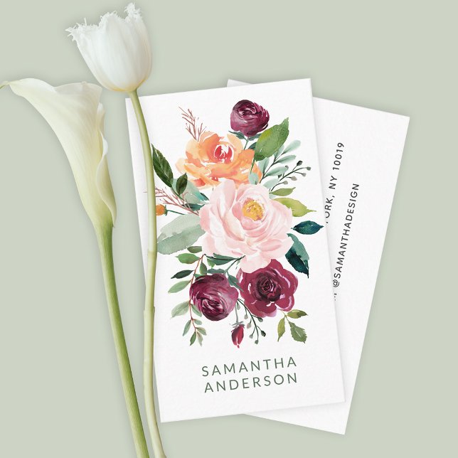 Rustic Feminin Blommigt Bouquet Entrepreneur Visitkort (Skapare uppladdad)