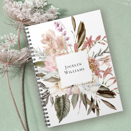 Rustic Feminine Blommigt Wildblommor med Namn Anteckningsbok