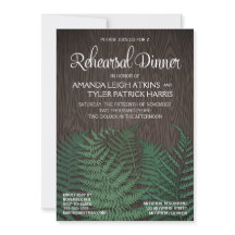 Rustic Fern Bröllop Rehearsal Middagsinbjudan