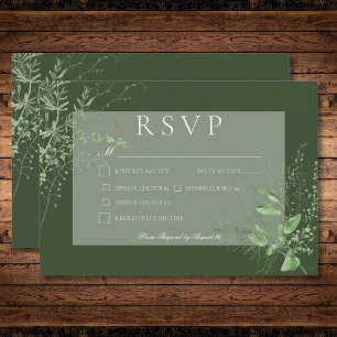Rustic Fern Foliage Emerald Grönt Dinner Bröllop OSA Kort