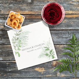 Rustic Fern Foliage White Dinner Bröllop Pappersservett