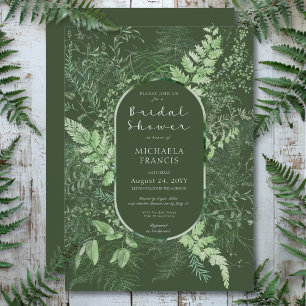 Rustic Fern Grönt Foliage Emerald Möhippa Inbjudningar
