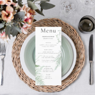 Rustic Fern Grönt Foliage White Bröllop Long Meny