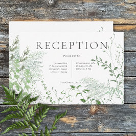 Rustic Fern Grönt Foliage White Wedding Reception Tilläggskort