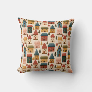 Rustic Festive Christmas Houses Seamless Pattern Kudde