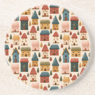 Rustic Festive Christmas Houses Seamless Pattern Underlägg
