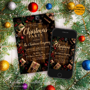 Rustic Festive-julen Party Inbjudningar