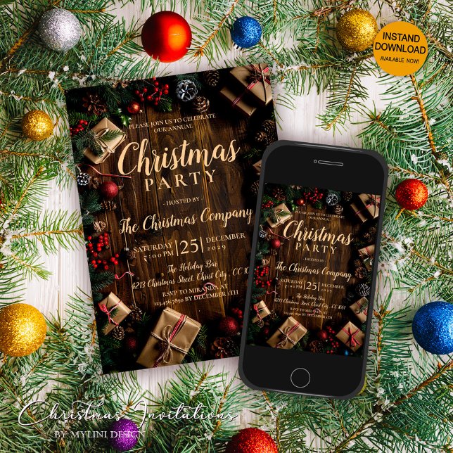 Rustic Festive-julen Party Inbjudningar (Skapare uppladdad)