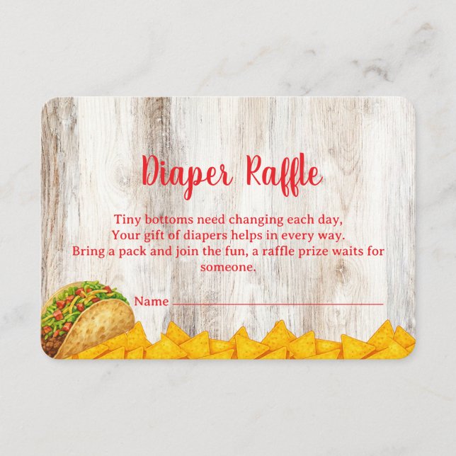 Rustic Fiesta Diaper Raffle Insert Card | Tacos Tilläggskort (Framsida)