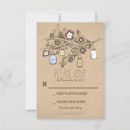 Rustic finare blommigt Mason burk bröllop OSA kort