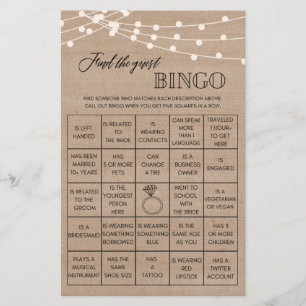 Rustic Find the gäst bingo möhippa-spel Flygblad