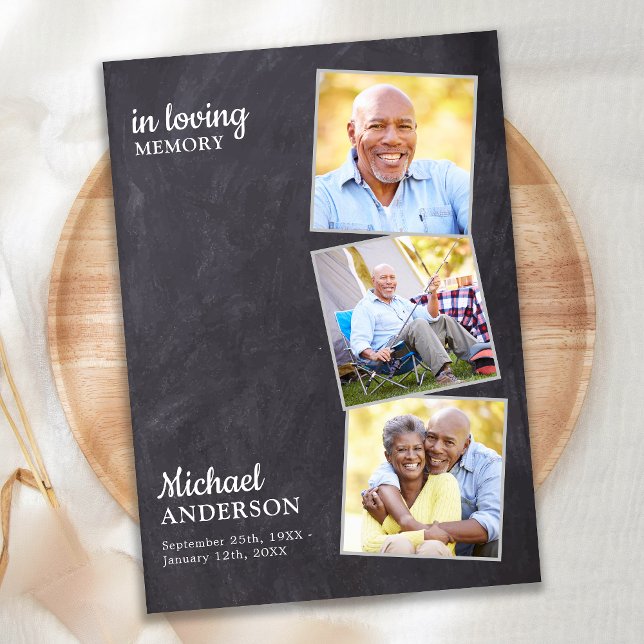 Rustic Firande of Life 3 Photos Memorial Inbjudningar (Skapare uppladdad)