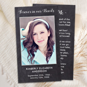 Rustic Firande of Life Memorial Prayer Card Visitkort