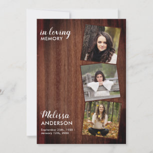 Rustic Firande of Life Photo Memorial Service Inbjudningar