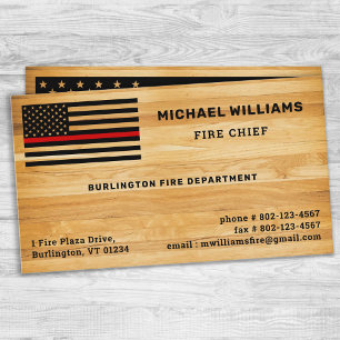 Rustic Firefighter Thin Red Line America Flagga Wo Visitkort