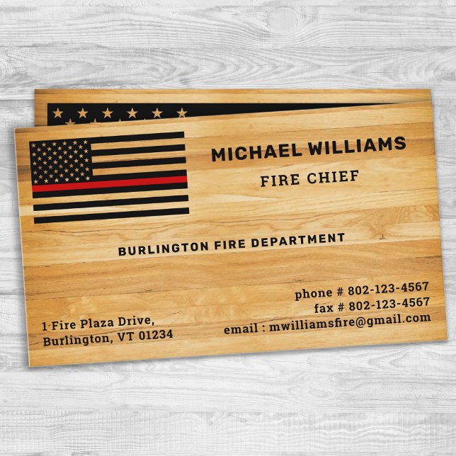 Rustic Firefighter Thin Red Line America Flagga Wo Visitkort (Skapare uppladdad)