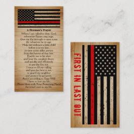 Rustic Fireman's Prayer Bulk Thin Red Line Visitkort