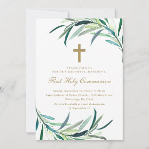 Rustic First Heliga Communion Photo-inbjudan Meddelande
