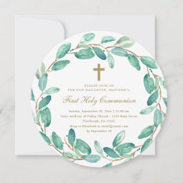 Rustic First Heliga Communion Photo-inbjudan Meddelande