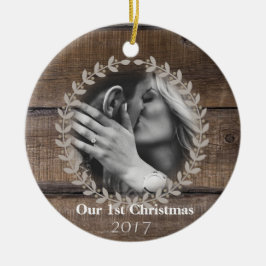 Rustic First jul Anpassningsbar Photo Ornament