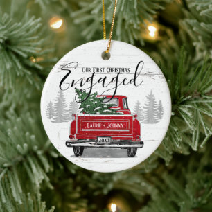 Rustic First jul Engaged Vintage Red Lastbil Julgransprydnad Keramik