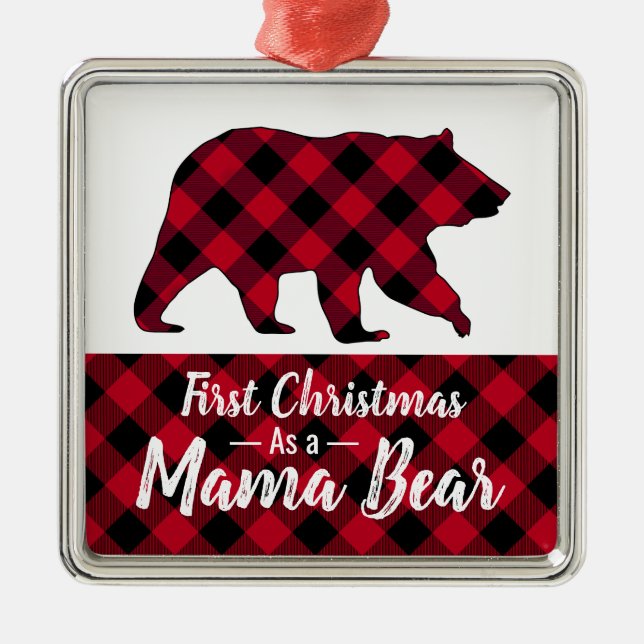 Rustic First jul Mamma Bear Red Buffalo Play Julgransprydnad Metall (Framsidan)