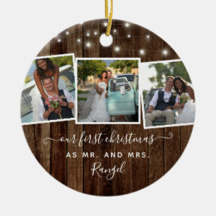 Rustic First jul Mr. Photo Collage Ljus Julgransprydnad Keramik