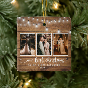 Rustic First jul Mr. Photo Collage Ljus Julgransprydnad Keramik
