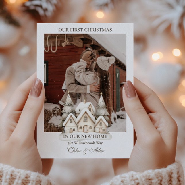 Rustic First jul New Home Collage Julkort (Skapare uppladdad)