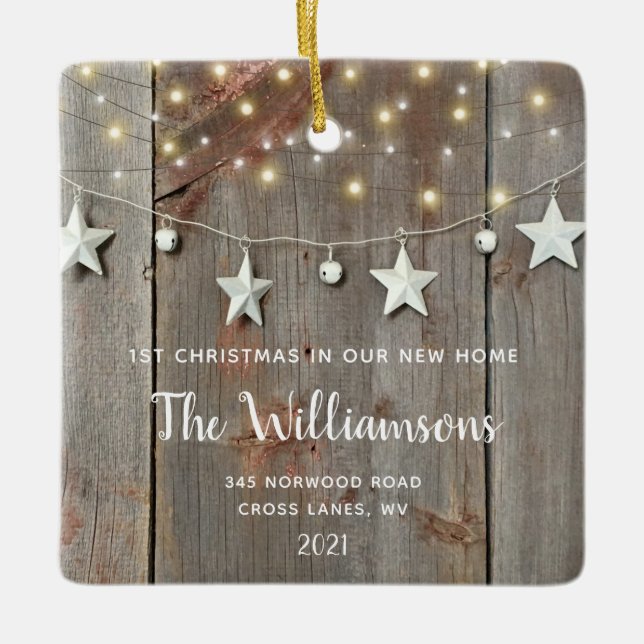 Rustic First jul New Home Photo Wood Ornamen Julgransprydnad Keramik (Framsida)