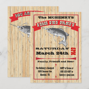 Rustic Fish Fry Party Poster inbjudningar