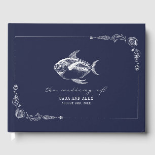 Rustic Fish Mörk blått Beach Wedding Gästböcker