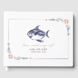Rustic Fish Red & Blue Beach Wedding Gästböcker