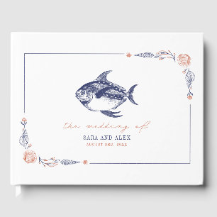 Rustic Fish Red & Blue Beach Wedding Gästböcker