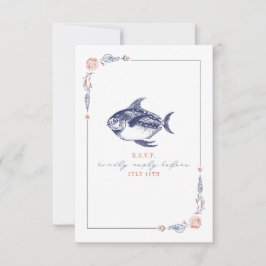 Rustic Fish Red & Blue Beach Wedding OSA Kort