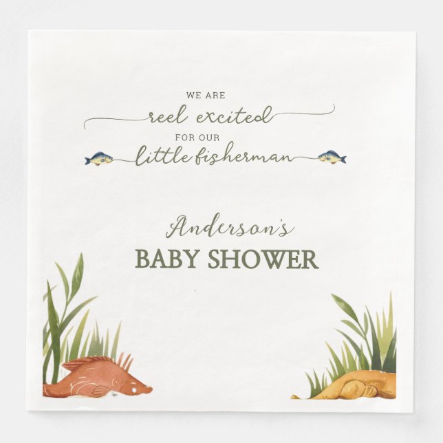 Rustic Fishing Baby Boy Little Fisherman Pappersservett (Framsida)