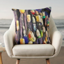 Rustic Fishing Buoys Colorful Pillow Kudde