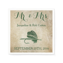 Rustic Fishing Lure Bröllop Napkins