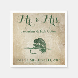 Rustic Fishing Lure Bröllop Napkins Pappersservett