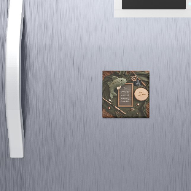 Rustic Fishing Pregnancy Announcement keepsake Magnet (Skapare uppladdad)