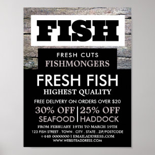 Rustic Fishmonger/Maka, Fiskemarknadsreklam Poster