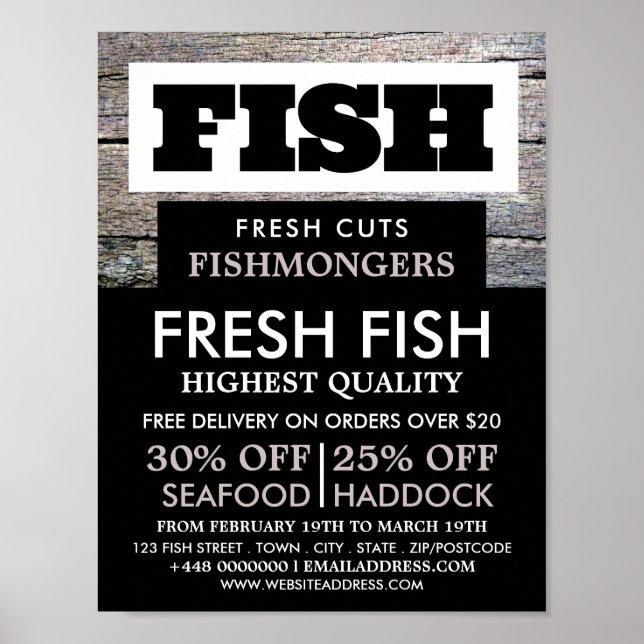 Rustic Fishmonger/Maka, Fiskemarknadsreklam Poster (Framsidan)