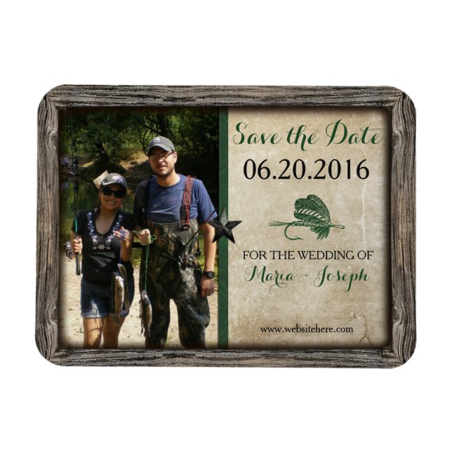 Rustic Fishure Lure Save the Date Photo Magnet (Horisontell)