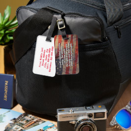 Rustic Flagga Photo Second Amendment US Constituti Bagagebricka