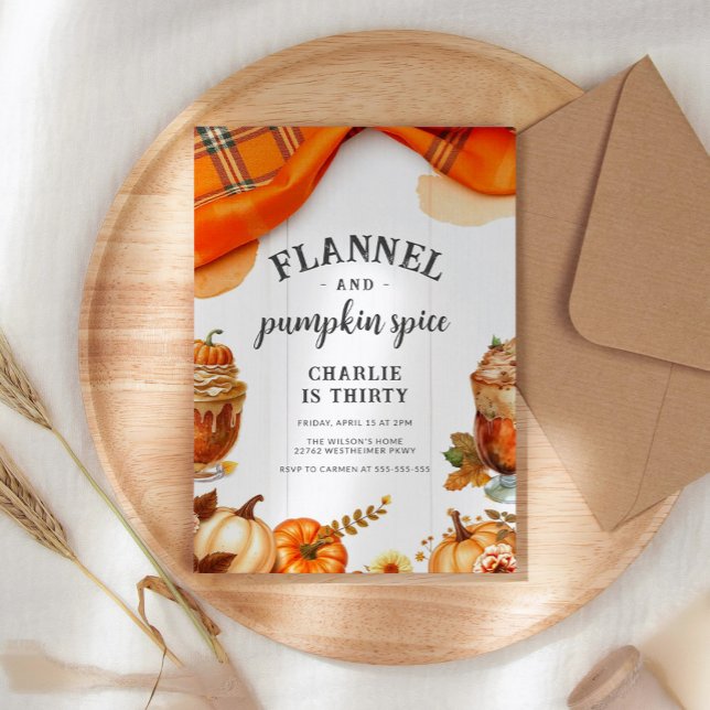 Rustic Flanals och Pumpkin Fall Birthday Inbjudningar (Skapare uppladdad)