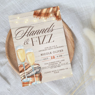 Rustic Flannels & Fizz Fall Birthday Inbjudningar
