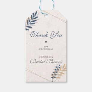 Rustic Flora Navy Blue Bridal Shower Tack Presentetikett
